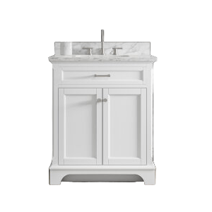 Roveland 30-in White Undermount Bathroom Vanity with Natural Carrara Marble Top Vanity| Roots Furniture