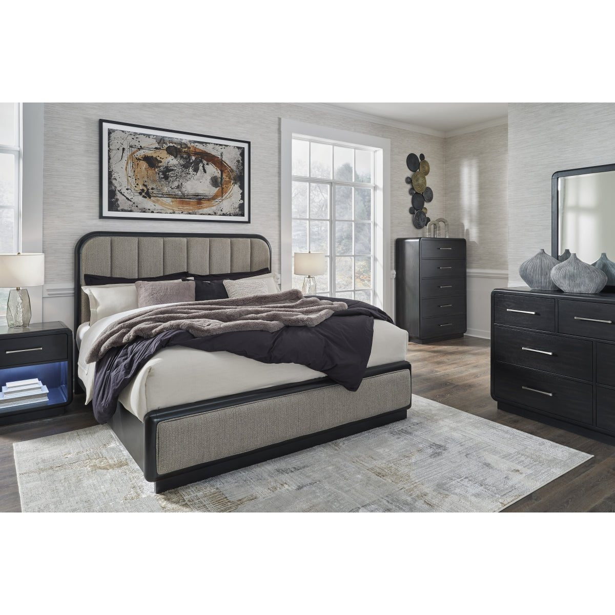 Rowanbeck King Upholstered Panel Bed Beds| Ashley Homestore