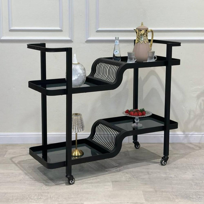 Royal | 2 - Tier Serving Cart – Black – 108×40×92 cm - Al Rugaib Furniture
