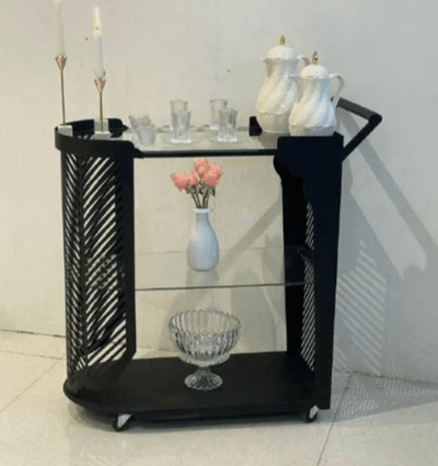 Royal | 3 - Tier Serving Cart with Clear Glass – 89×79×40 cm - Al Rugaib Furniture