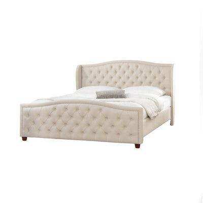 Royal | Aquilera Wingback Tufted Upholstered Bed in Cream - Al Rugaib Furniture