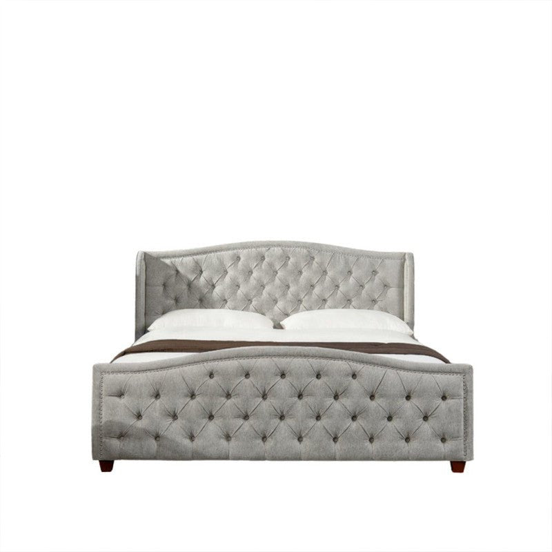 Royal | Aquilera Wingback Tufted Upholstered Bed in Gray Beds| Royal Furniture