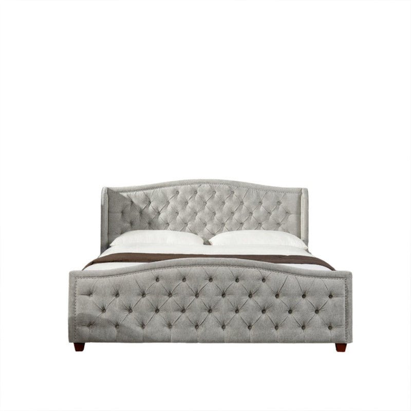 Royal | Aquilera Wingback Tufted Upholstered Bed in Gray - Al Rugaib Furniture