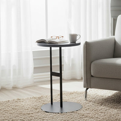 Royal | AspenArch Side Table with Natural Marble Top and Swedish Wood Base in Black and Gray – 35×56 cm - Al Rugaib Furniture