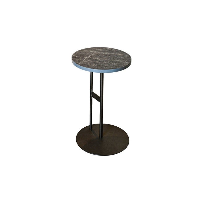 Royal | AspenArch Side Table with Natural Marble Top and Swedish Wood Base in Black and Gray – 35×56 cm - Al Rugaib Furniture