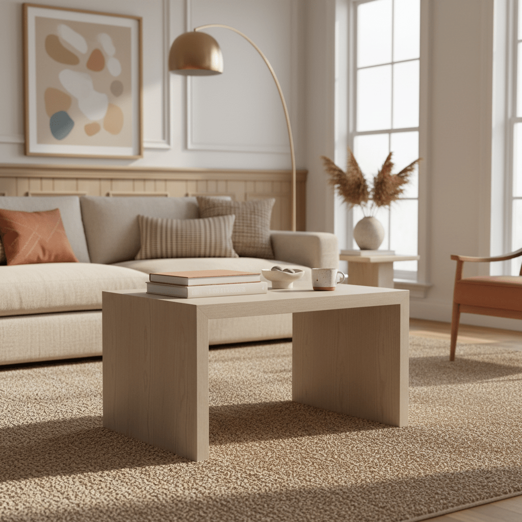 Royal | Beige Center Table – MDF Wood & Gray Linen Fabric – 120×80×55 cm Coffee Tables| Royal Furniture