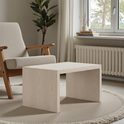 Royal | Beige Center Table – MDF Wood & Gray Linen Fabric – 120×80×55 cm - Al Rugaib Furniture