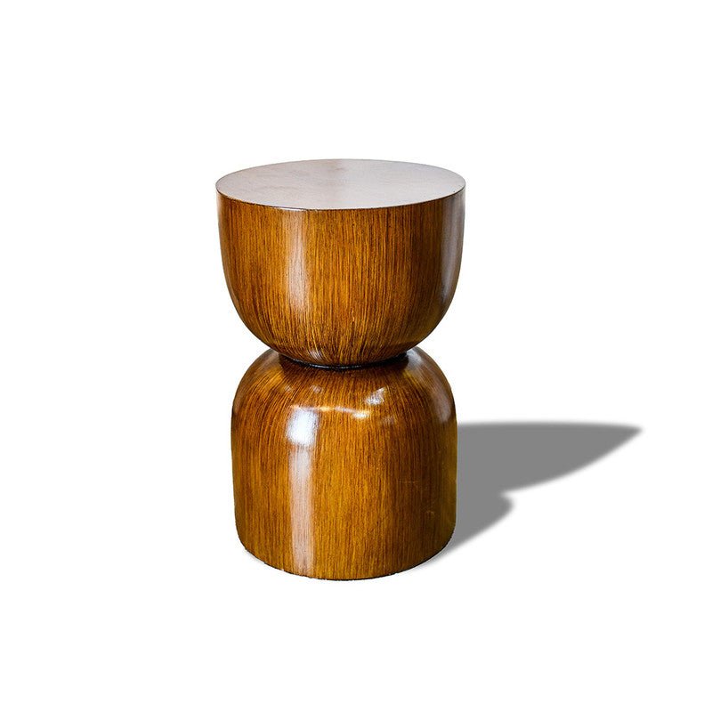 Royal | Bello Wooden Side Table with Gloss Finish and Sculptural Brown Design – 35×55 cm Accent & End Tables| Royal Furniture