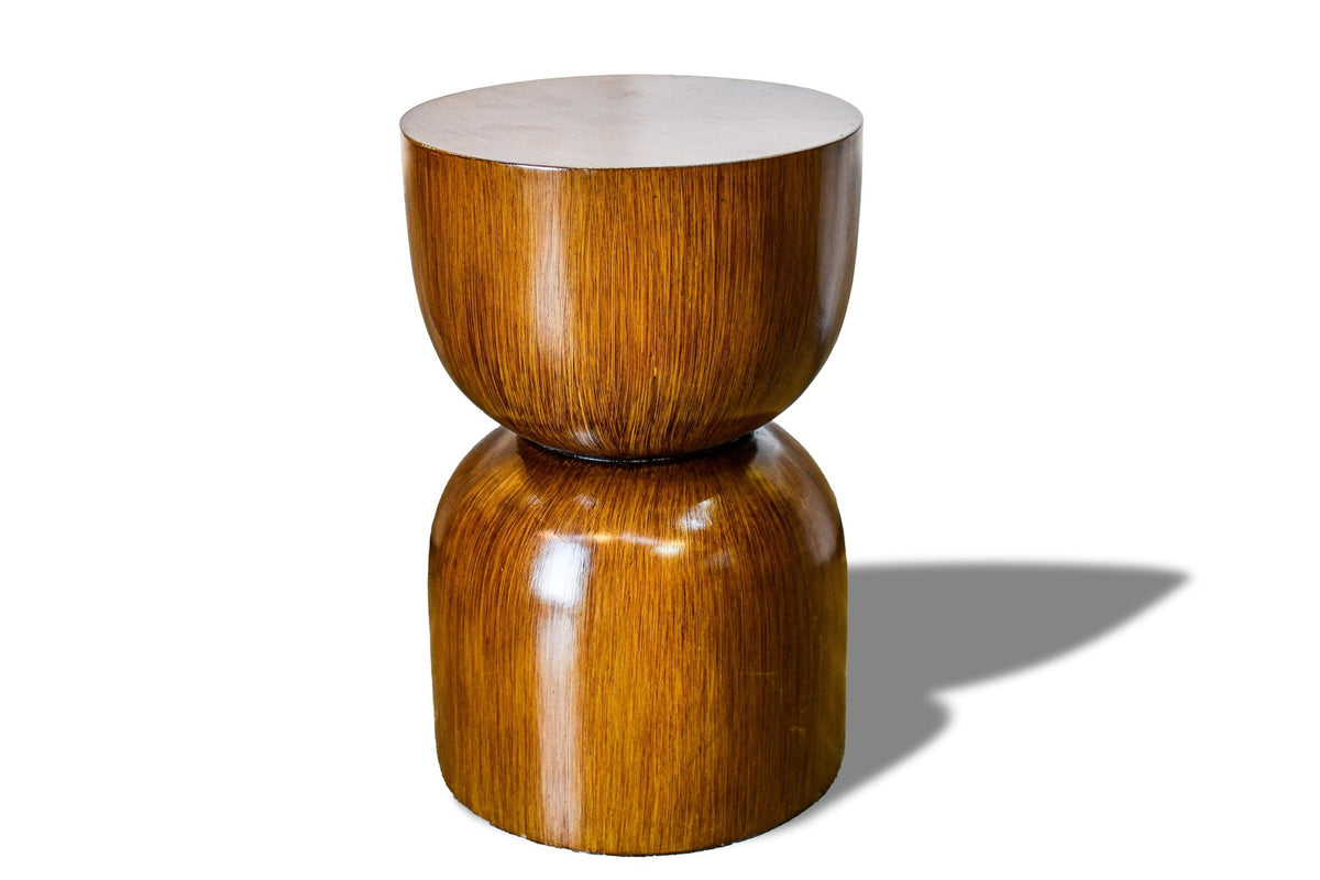 Royal | Bello Wooden Side Table with Gloss Finish and Sculptural Brown Design – 35×55 cm Accent & End Tables| Royal Furniture
