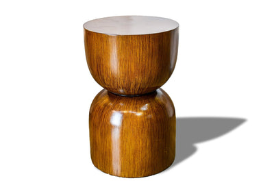 Royal | Bello Wooden Side Table with Gloss Finish and Sculptural Brown Design – 35×55 cm - Al Rugaib Furniture