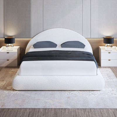 Royal BlissBed in Swedish Wood with Boucle Fabric, by Alhome 200x180 - Al Rugaib Furniture