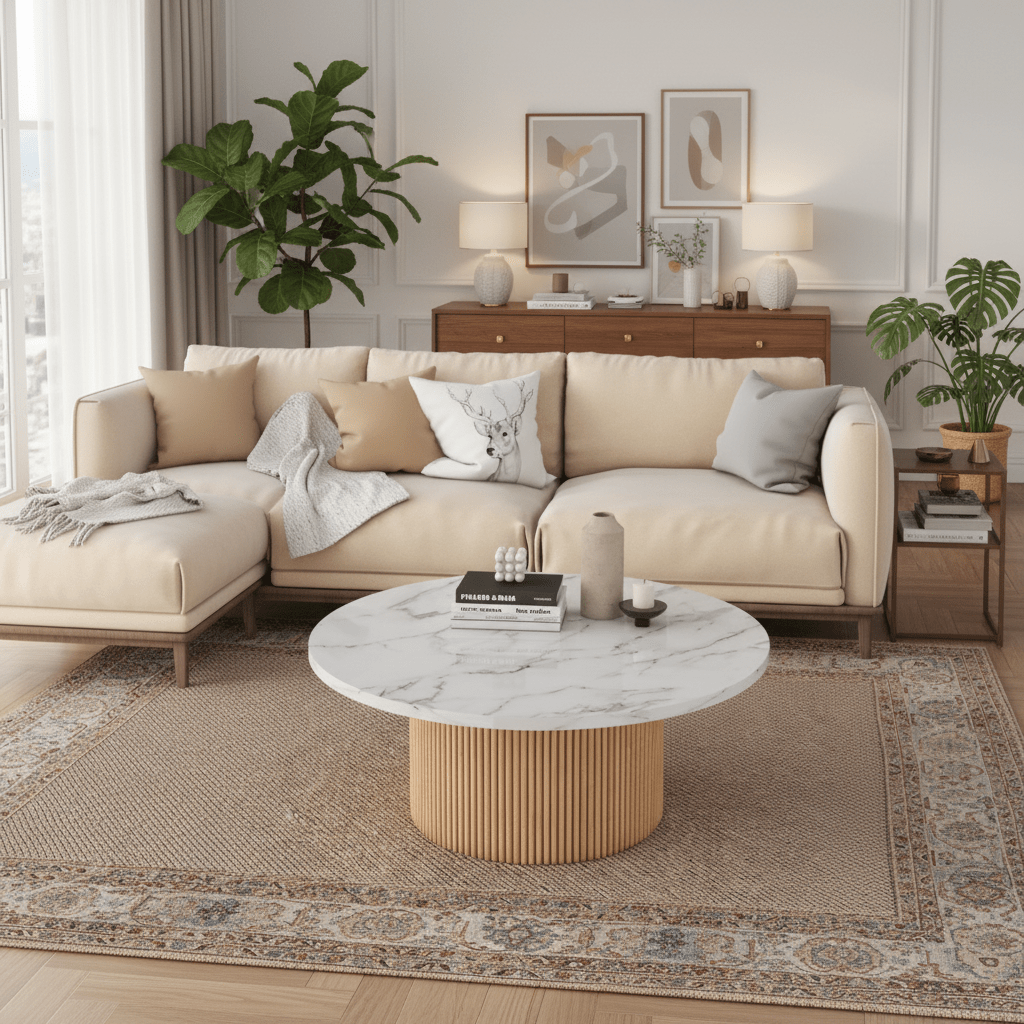 Royal | Bohemian Bliss Coffee Table - White & Beige - 80×80×40 cm Coffee Tables| Royal Furniture