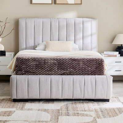 Royal | BoucléLuxe Modern Upholstered Bouclé Bed - Al Rugaib Furniture