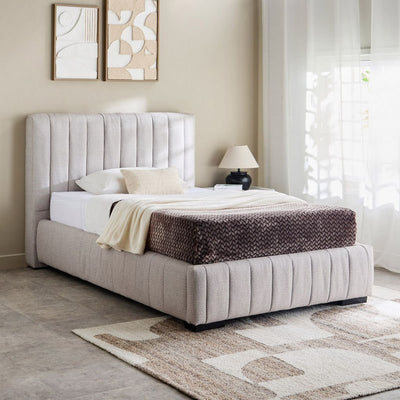 Royal | BoucléLuxe Modern Upholstered Bouclé Bed - Al Rugaib Furniture