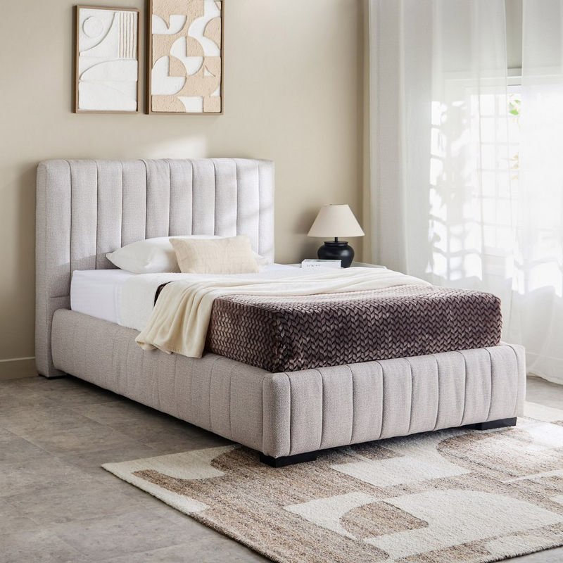 Royal | BoucléLuxe Modern Upholstered Bouclé Bed - Al Rugaib Furniture