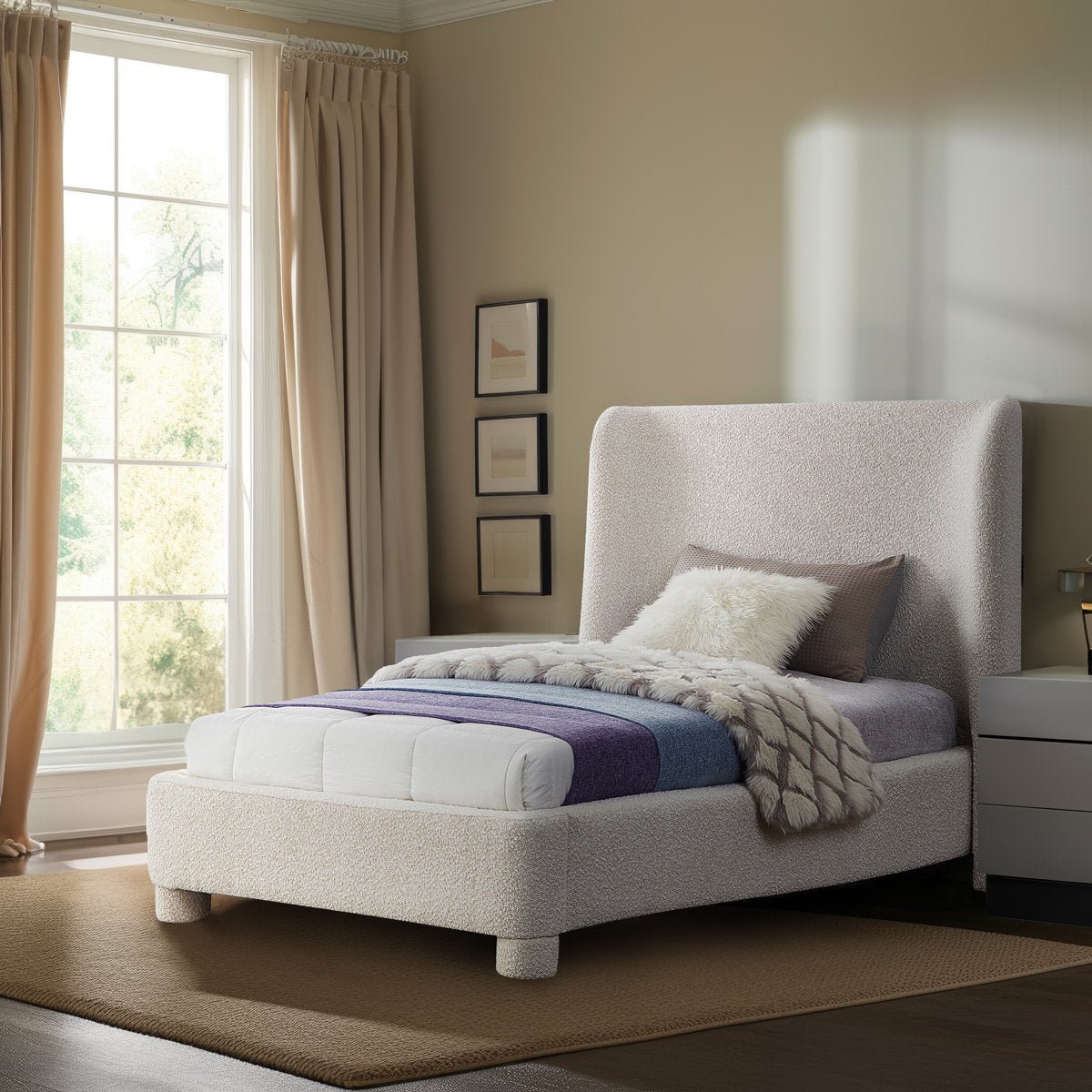 Royal | BoucléSoft Twin Bed with Soft Bouclé Upholstery Beds| Royal Furniture