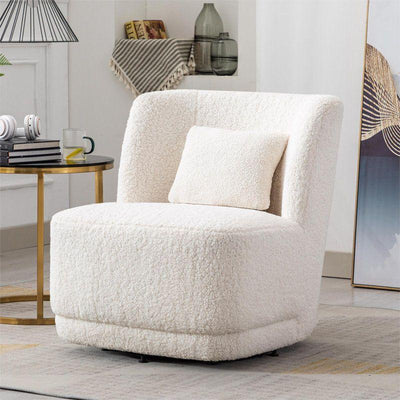 Royal | Bouquet Armchair – Bouclé Fabric + Swedish Wood – Off - White – 72×78×84 cm - Al Rugaib Furniture