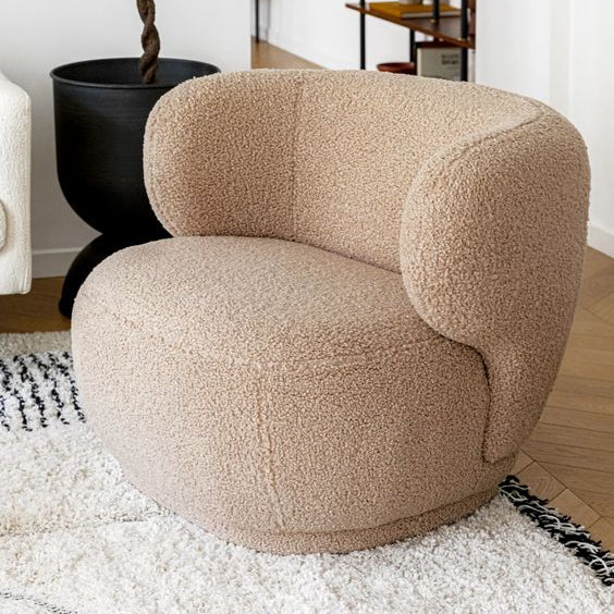 Royal | Cozy Bouclé Relax Chair with Swedish Wood Frame – Light Brown – 80×75×78 cm Chairs| Royal Furniture