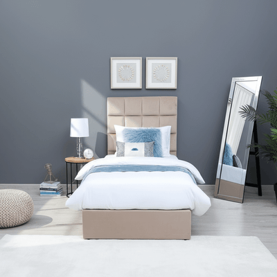 Royal | CozyVelvet Single Velvet Bed – Beige - Al Rugaib Furniture