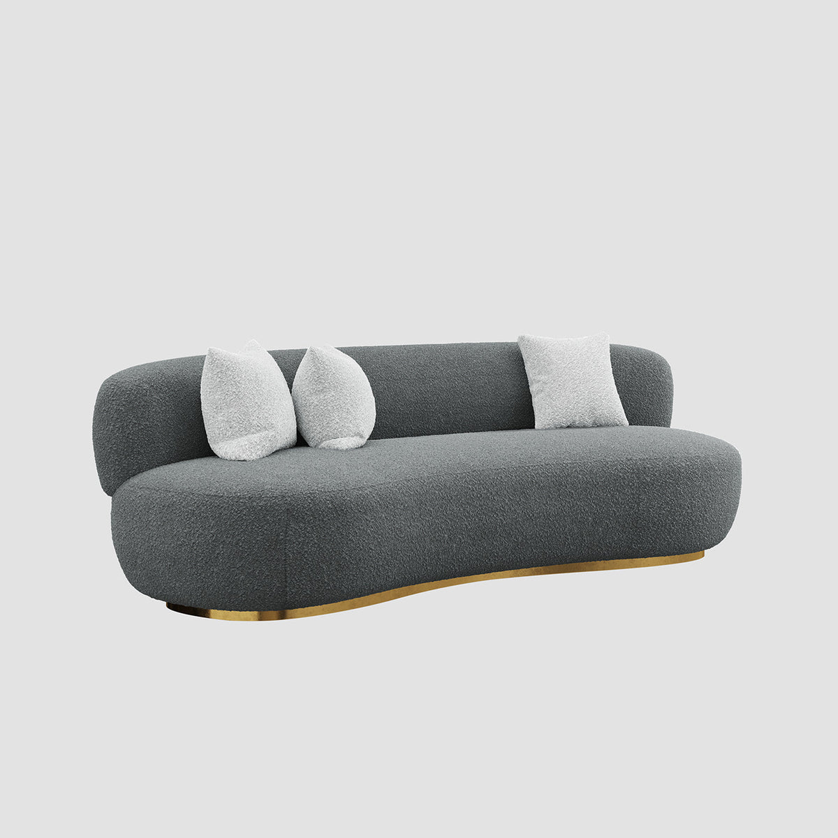 Royal | Dark Gray Bouclé Fabric Relax Sofa – Swedish Wood Frame – 220×85×43 cm Sofas & Loveseats| Royal Furniture