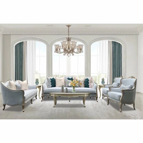 Royal | Full Living Room Set – Wooden Structure + Fabric – Mixed Pieces Sofas + Tables - Al Rugaib Furniture