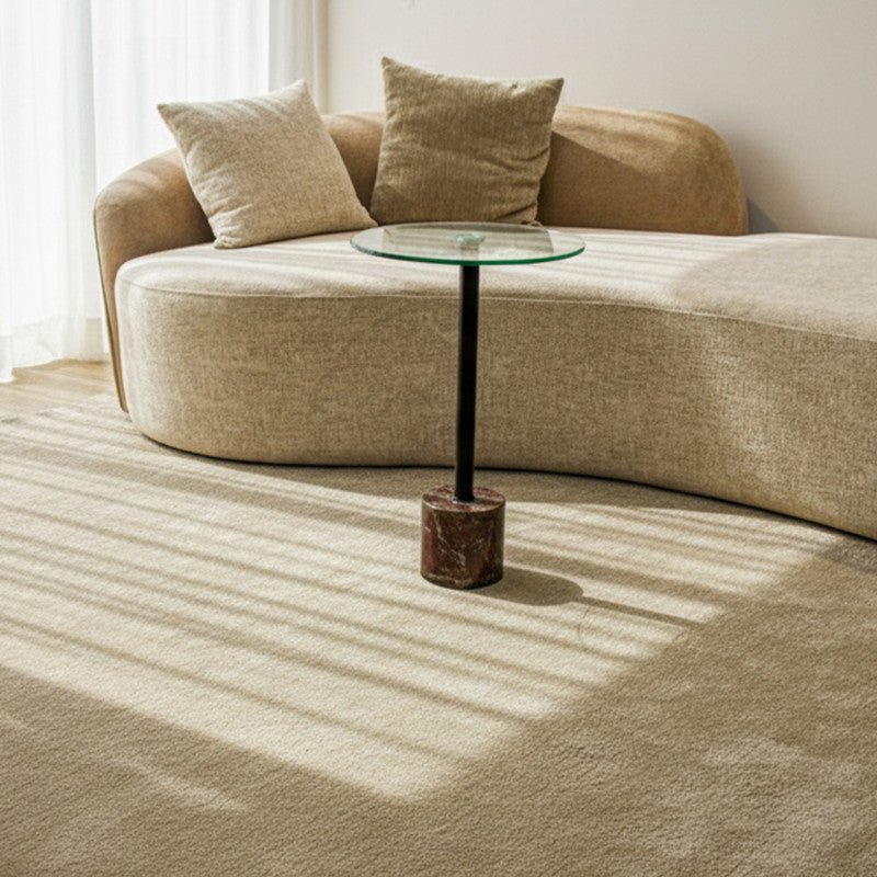 Royal | Glass - Top Accent Side Table with Marble Base – Reddish - Al Rugaib Furniture