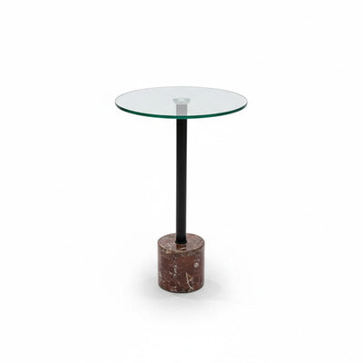Royal | Glass - Top Accent Side Table with Marble Base – Reddish - Al Rugaib Furniture