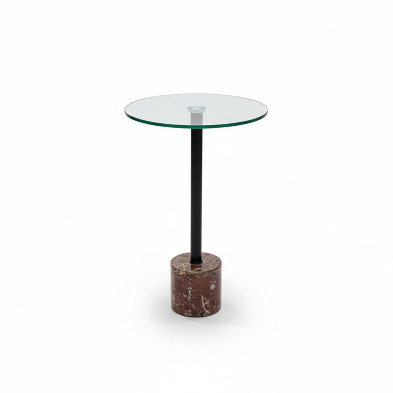 Royal | Glass - Top Accent Side Table with Marble Base – Reddish - Al Rugaib Furniture