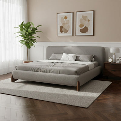 Royal | Grey Bouclé MajesticMist Bed - Al Rugaib Furniture