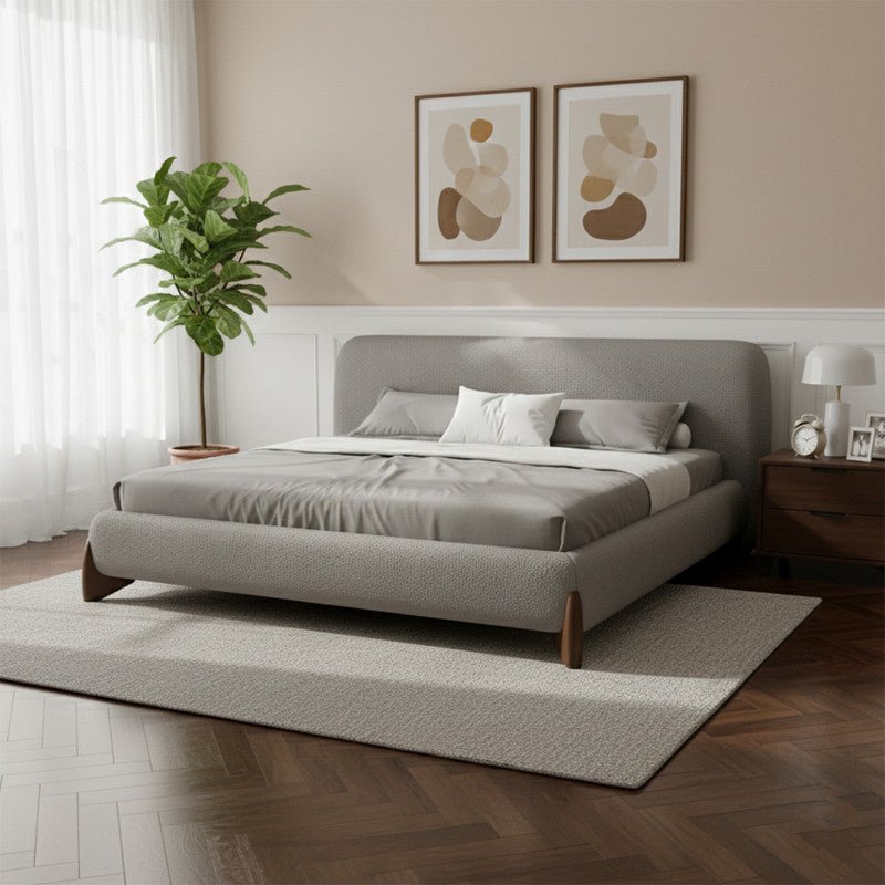 Royal | Grey Bouclé MajesticMist Bed - Al Rugaib Furniture