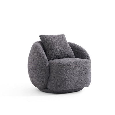 Royal | Grey Bouclé Relax Chair with Swedish Wood Frame – 85×82×78 cm - Al Rugaib Furniture