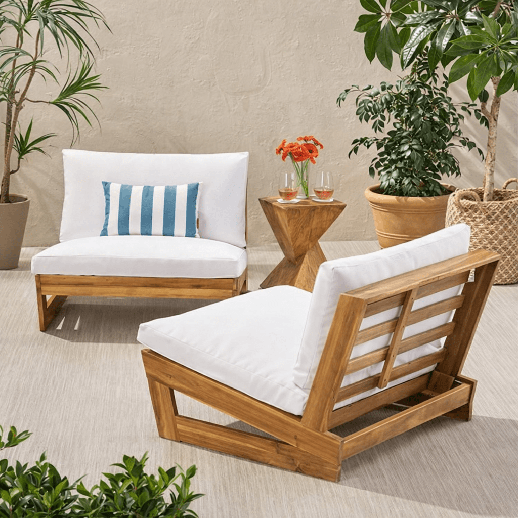 Royal | Harmony Crest Outdoor Velvet Chair – White & Brown – Swedish Wood – 80×75×70 cm Chairs| Royal Furniture