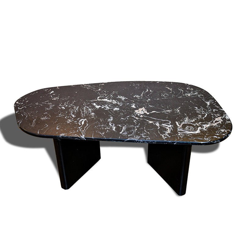 Royal | Industrial Black & White Marble Coffee Table with Swedish Wood Base – 115×60×40 cm Coffee Tables| Royal Furniture