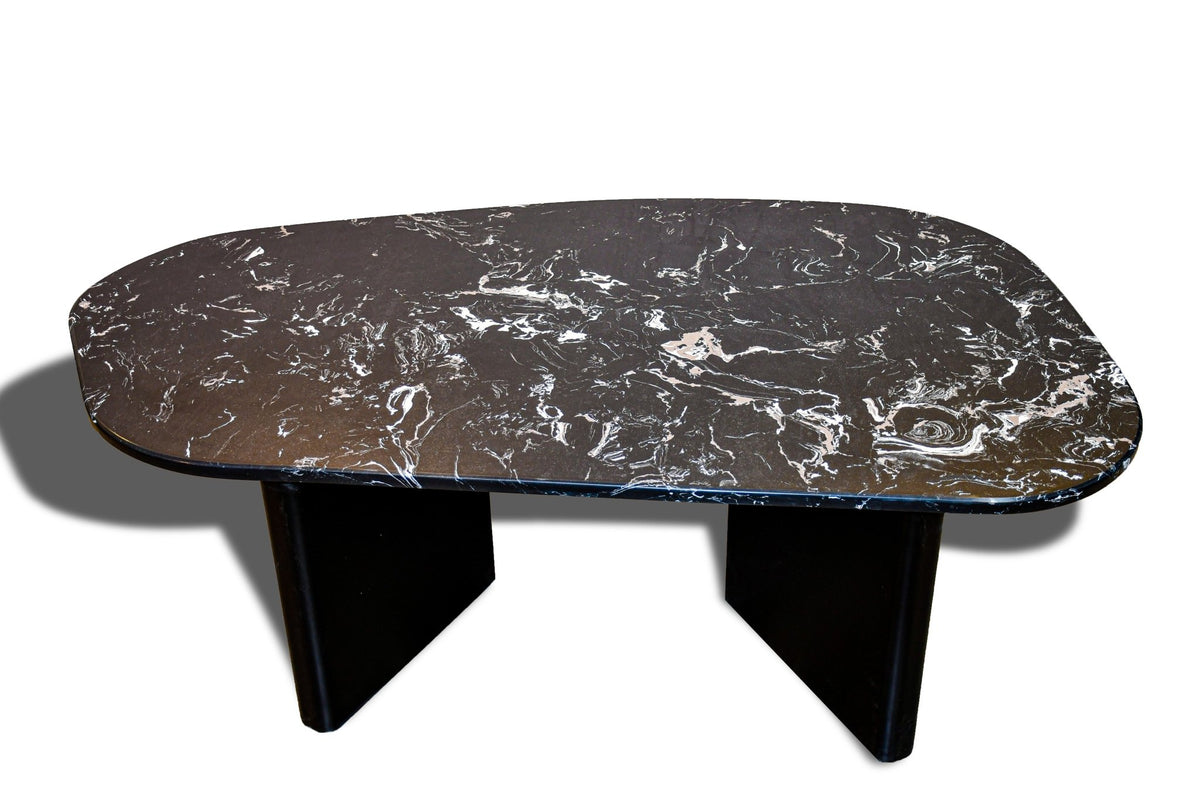 Royal | Industrial Black & White Marble Coffee Table with Swedish Wood Base – 115×60×40 cm Coffee Tables| Royal Furniture
