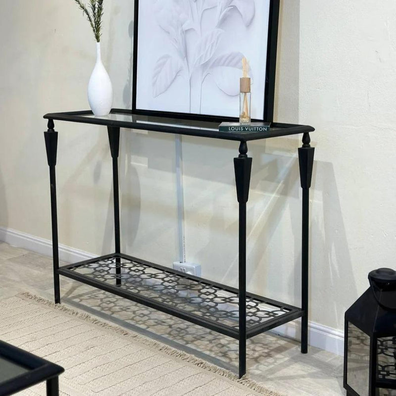 Royal | Iron Entryway Table – Black – 90×120×40 cm - Al Rugaib Furniture