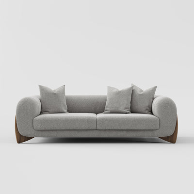 Royal | Light Gray Chanel Fabric Sofa – Swedish Wood Frame – 235×88×45 cm - Al Rugaib Furniture