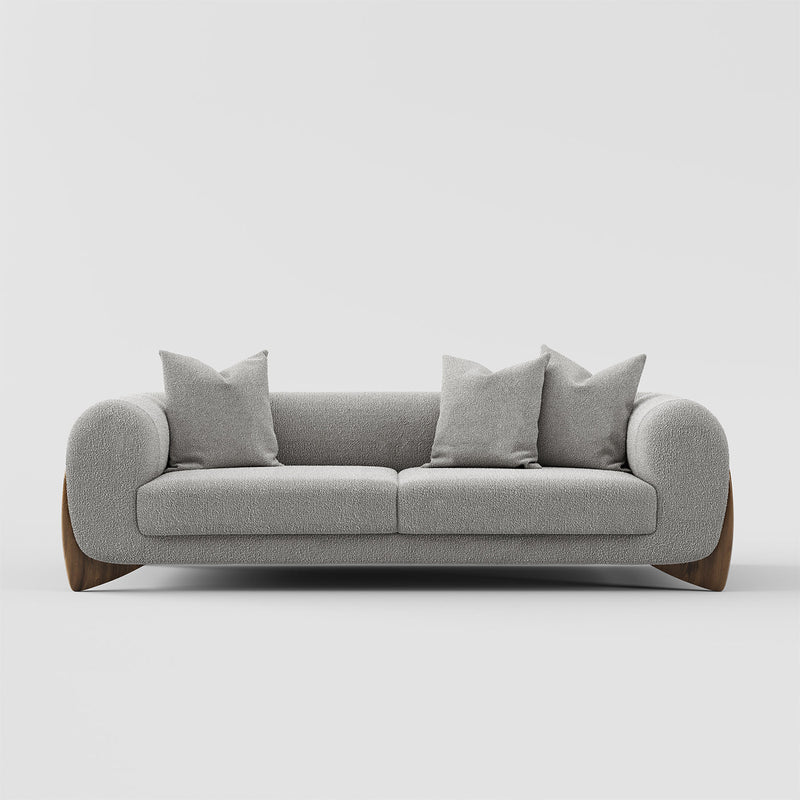 Royal | Light Gray Chanel Fabric Sofa – Swedish Wood Frame – 235×88×45 cm - Al Rugaib Furniture