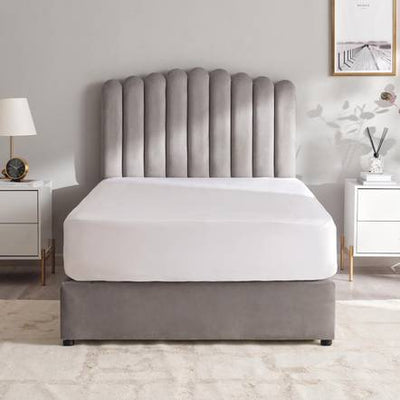 Royal | LuxeVelvet Single Velvet Bed – Grey - Al Rugaib Furniture