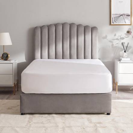 Royal | LuxeVelvet Single Velvet Bed – Grey - Al Rugaib Furniture
