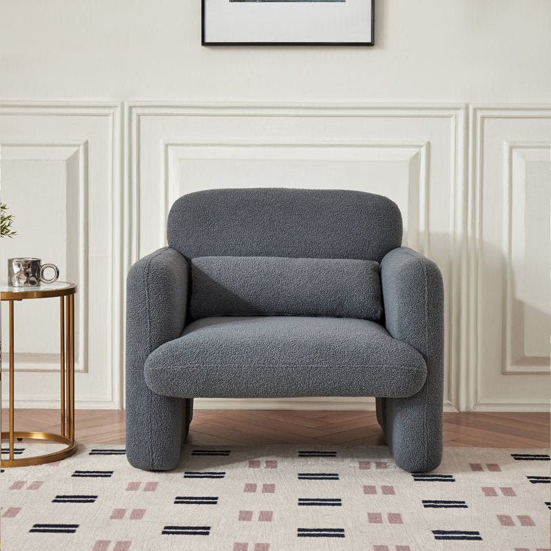 Royal | Modern Armchair - Bouclé Fabric - Green Foam - Swedish Wood - 85x90x85cm - Al Rugaib Furniture