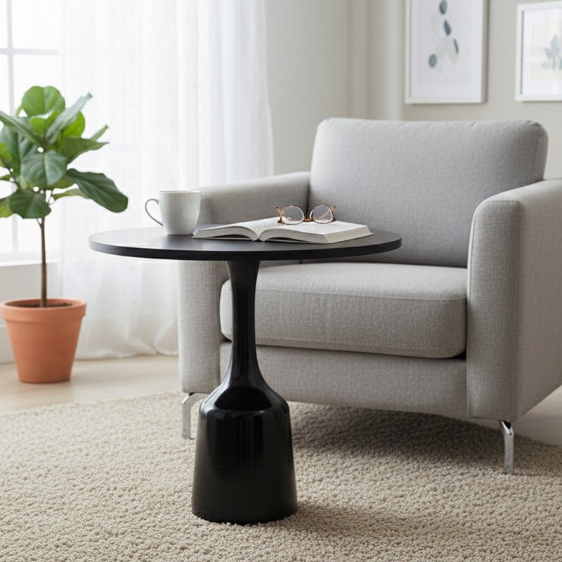 Royal | Modern Black Wooden Side Table – Round 60×60 cm Design Accent & End Tables| Royal Furniture