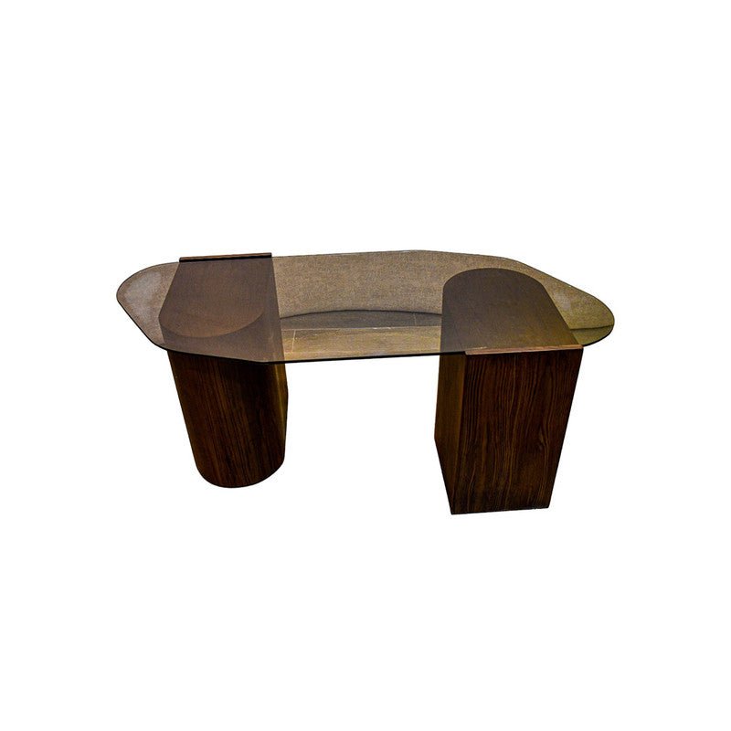 Royal | Modern Brown Mirror Coffee Table – Glass Top with Wooden Base - 120×50×50 cm - Al Rugaib Furniture