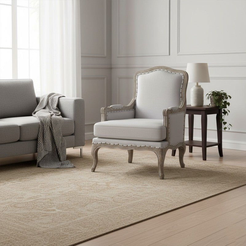 Royal | Modern Curve Armchair with Linen Upholstery – 81×73×96 cm - Al Rugaib Furniture