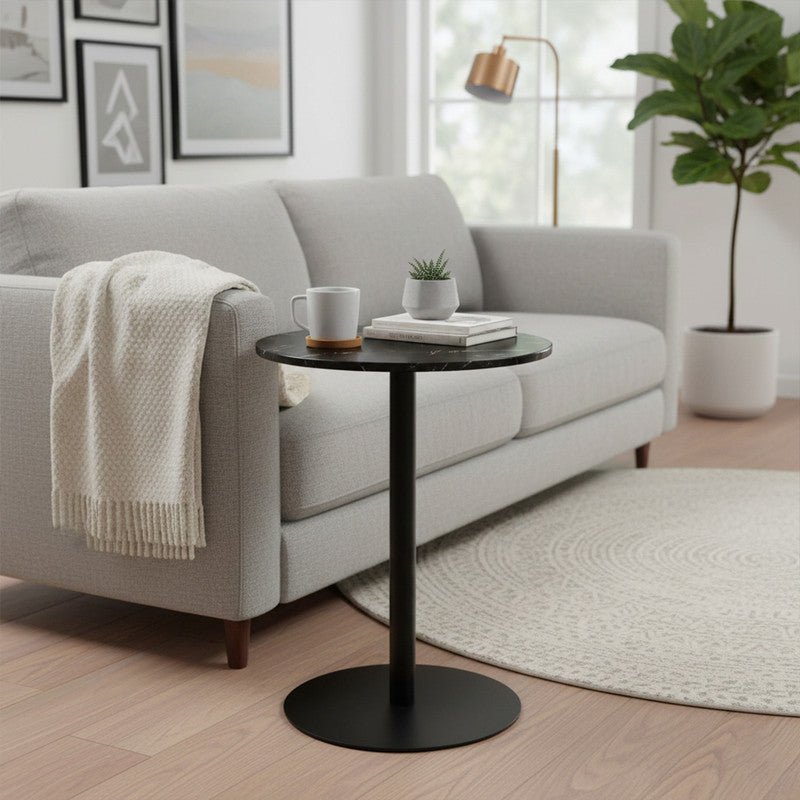 Royal | Modern Minimalist Side Table - Black & White - 40×45 cm - Al Rugaib Furniture