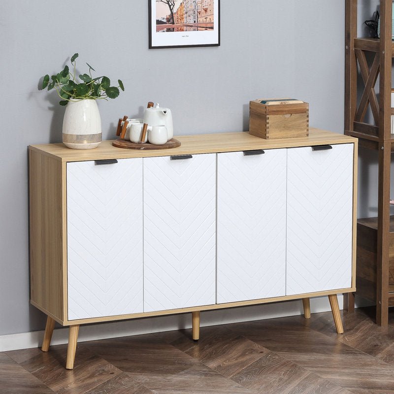 Royal | Modern White Wood Buffet Table with Wooden Top – 160×85×50 cm - Al Rugaib Furniture