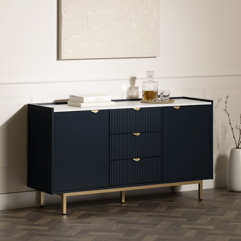 Royal | Modern Wood Buffet Table – Black – 200×85×50 cm - Al Rugaib Furniture