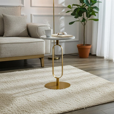 Royal | OakHorizon Side Table – Swedish Wood & Steel – White & Gold – 35×55 cm - Al Rugaib Furniture