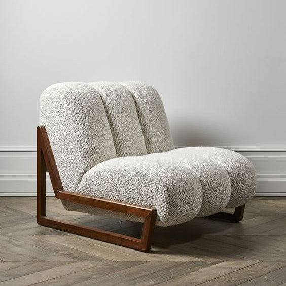 Royal | Off-White Bouclé Relax Chair with Swedish Wood Frame – 78×78×75 cm Chairs| Royal Furniture