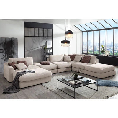 Royal | Off - White Corner Sofa with Soft Chanel Upholstery – 320×250×170 cm - Al Rugaib Furniture