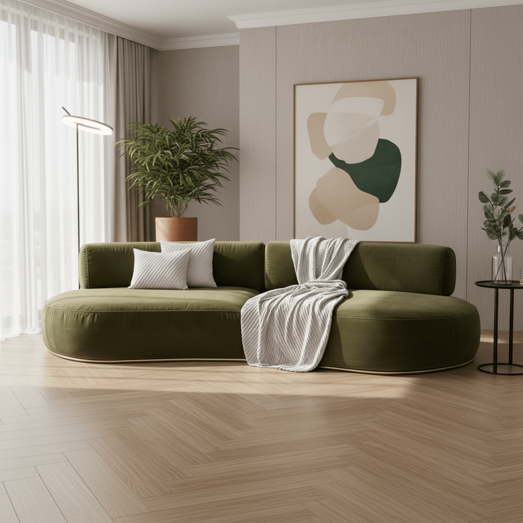 Royal | Olive Green Velvet Relax Sofa – Swedish Wood Frame – 250×85×40 cm Sofas & Loveseats| Royal Furniture